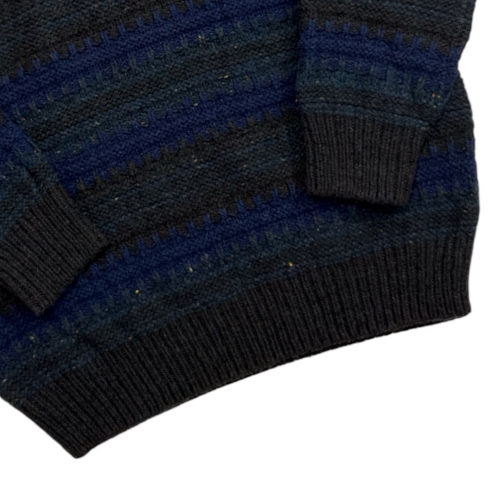 Skye Knitwear Striped Crewneck Sweater -‎ Blue and Black Wool/Silk Men’s Medium - Picture 2 of 7